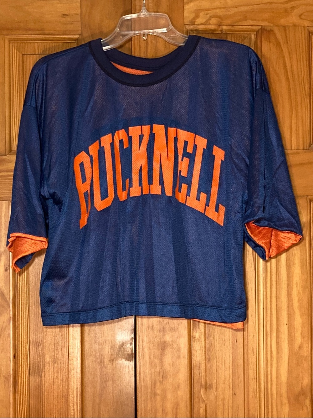 NWOT Bucknell Vintage 80s 90s Reversible Cropped Short Sleeve Jersey Blue S/M